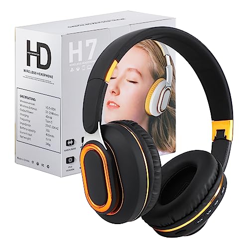 YPENSLZX Foldable Bluetooth Headphones, Wireless Over-Ear Headphones with Hidden Mic for Cell Phone, PC, Laptop, Suitable for Music, School, Workouts, and Gaming (Black2)