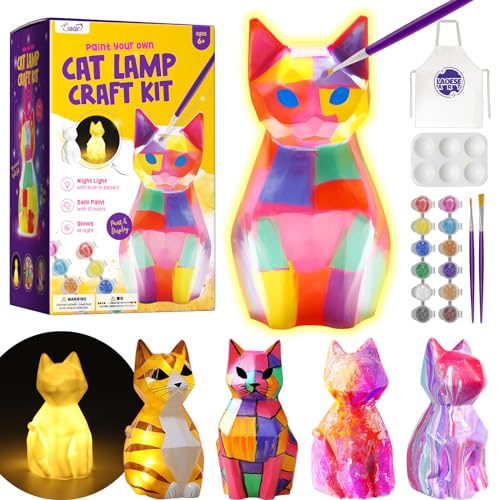 LAOESE Paint Your Own Cat Lamp Kit, Art Supplies Arts & Crafts Kit, Painting kit for Kids 6-12, Arts and Crafts for Kids Ages 8-12, Toys Girls Boy Birthday Gift Ages 3 4 5 6 7 8 9 10 11 12+