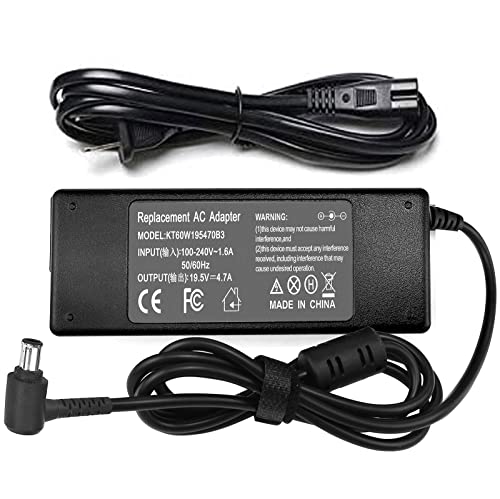 19.5V 4.7A 90W AC Power Adapter Charger for Sony Vaio Series PCG-3J1L PCG-7Y2L PCG-61215L PCG-61315L PCG-61317L VGP-AC19V20 VGP-AC19V10 VGP-AC19V12 VGP-AC19V19 VGP-AC19V21 VGP-AC19V23 Laptop Charger