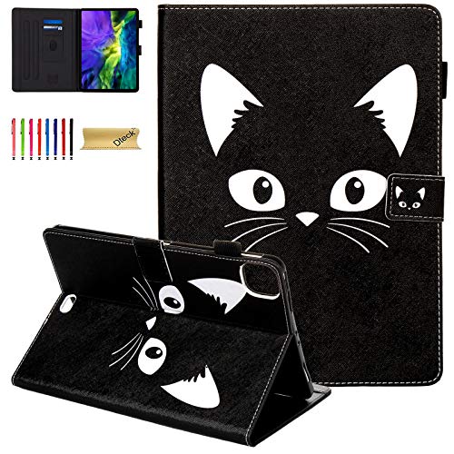 Dteck Case for iPad Air 5th 2022/iPad Air 4 10.9',Also fit iPad Pro 11 Inch 4th/3rd/2nd/1st Gen,PU Leather Multi-Angle Viewing Stand Protective Folio Smart Auto Wake/Sleep Wallet Cover,Black Cat