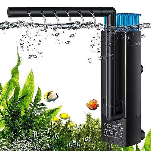 Btinf Protein Skimmer,3 in 1 Surface Oil Skimmer for Saltwater and Fresh Water, Nano Protein Skimmer for Aquarium,Wall Mounted Fish Tank Surface Protein Skimmer for Fish Tanks and Reef Tanks