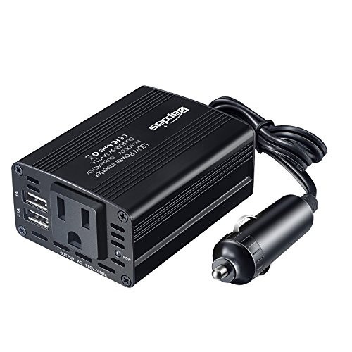 Bapdas 150W Car Power Inverter DC 12V to 110V AC Car Converter with 3.1A Dual USB Car Adapter-Black