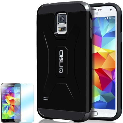 Galaxy S5 Case, OBLIQ [Xtreme Pro][Black] + Screen Shield - Premium Slim Tough Thin Armor Fit Bumper Smooth Finish Dual Layered Heavy Duty Hard Protection Cover for Samsung Galaxy S5