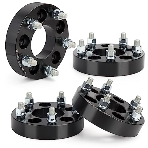 KSP 5x4.5 to 5x5 Wheel Adapters for Jeep JK JKU WK WJ XK Wheels on TJ YJ KK SJ XJ MJ KJ ZJ Vehicles, 1.25' 5x114.3mm to 5x127mm Forged Wheel Spacers 71.5mm Bore with 1/2-20 Thread Studs, Black 4Pcs