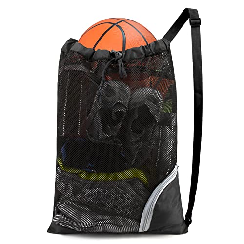 BeeGreen Basketball Bag Drawstring Backpack Mesh Backpack Swim Bag Beach Backpack Pool Bag Draw String Bag Sports Bag Gym Bag Cinch Bag Swimming Bag