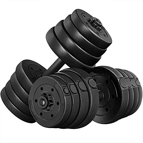 Yaheetech Adjustable Dumbbells Weight Set - 66LB Dumbbell Weights Exercise & Fitness Equipment w/ 4 Spinlock Collars & 2 Connector Options for Women & Men Gym Home Strength Bodybuilding Training