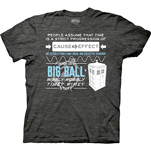 Ripple Junction Doctor WHO Wibbly Wobbly Quote Adult T-Shirt (X-Large, Charcoal Heather)