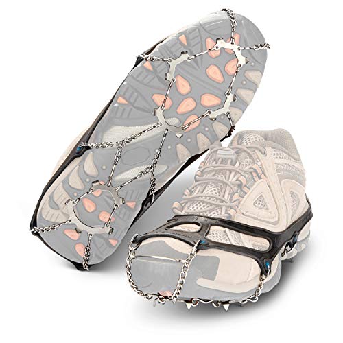 Yaktrax Traverse Heavy-Duty Traction Spikes for Walking on Snow and Ice, Black, Large (1 Pair)