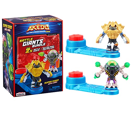 Akedo - Ultimate Arcade Warriors Battle Giants Versus Pack - Drillborg VS Alphawolf - Mini Battling Action Figures Ready, Fight, Split Strike For Ages 6+