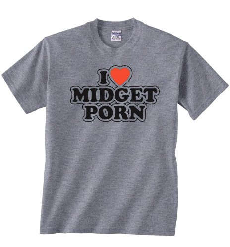 DIRTYRAGZ Men's I Love Midget Porn T Shirt L Heather Grey