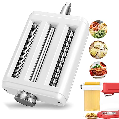 Pasta Maker Attachment for Kitchenaid Mixers, Noodle Maker 3 in 1 Set of Pasta Sheeter Fettuccine Cutter Spaghetti Cutter and Cleaning Brush, Kitchen aid Mixer Accessories- Pasta Roller and Cutter