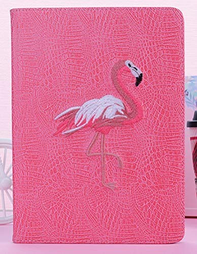 Pink Flamingo 3D Embroidery Style PU Crocodile Leather Protective Smart on/Off Cover with Stand Case for iPad Pro 11 2020 & 2018 (for iPad Pro 11' 2020 & 2018, Pink Flamingo)