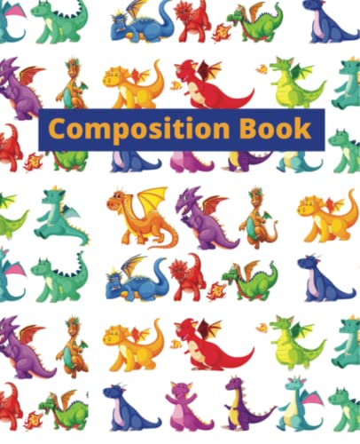 Cut Dragon Composition Book | Composition School Book For Kids Girls Boys | 7.5 x 9 | Wide Ruled With Margin