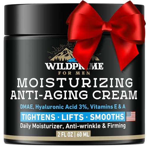 Men's Face Moisturizer Cream - Anti Aging & Wrinkle - Made in USA - Collagen, Hyaluronic Acid, Vitamins E & A, Avocado Oil - After Shave Lotion - Age Facial Skin Care - Day & Night Moisturizing, 2 oz