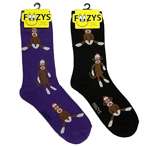 Foozys Women’s Crew Socks | Sock Monkey Animal Themed Novelty Socks | 2 Pair