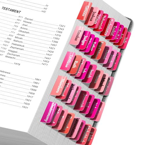 GOTIDEAL Pink Bible Tabs-90 Tabs, Laminated Bible Tabs for Women and Men, Large Print Bible Tabs for Study Bible, Index Tabs for Old and New Testament, Bible Labels Tabs