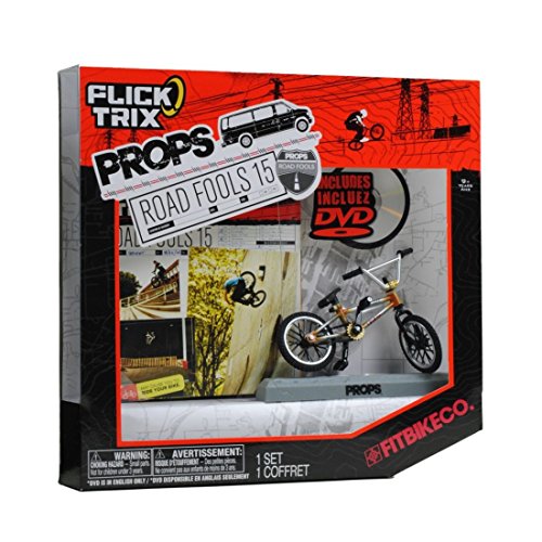 Spinmaster Flick Trix Fingerbike 'Real Bikes, Unreal Tricks' BMX Bicycle Miniature Set - FITBIKE CO. with Display Base and DVD Props 'Road Fools 15'