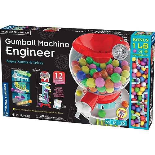 Thames & Kosmos Gumball Machine Engineer - Super Stunts & Tricks | Build Your Own Gumball Machines with Lessons in Physics & Engineering | 12 Experiments | Includes Delicious Gumballs | Award Winner