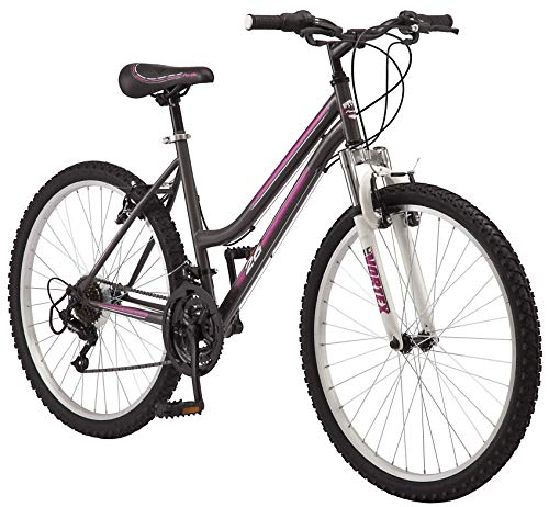 Pacific Mountain Sport Adult Hardtail Mountain Bike, Men and Women, 26-Inch Wheels, 18 Speed Twist Shifters, Front Suspension, Steel Frame, Grey