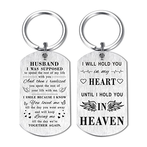 TANWIH Memory Gifts Memorial Keychain Jewelry for Loss of Husband, Loss of Husband Sympathy Gift for Women Wife, Bereavement Remembrance Presents