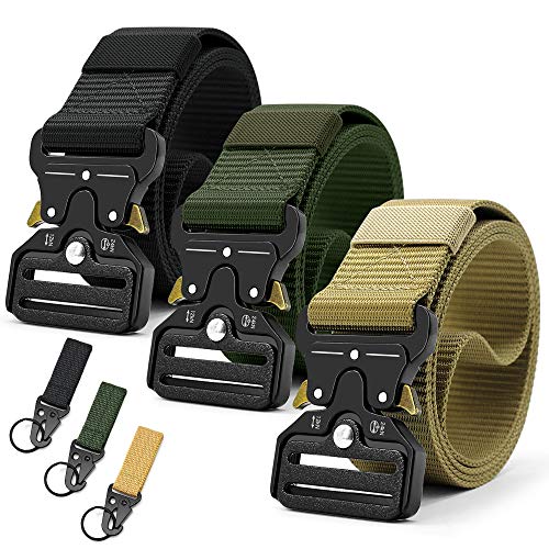 DOOPAI Tactical Belt for Men, 3 Pack Military Nylon Web with Heavy Duty Quick Release Metal Buckle, 1.5'' Wide - Ideal for Work, Gun Holsters