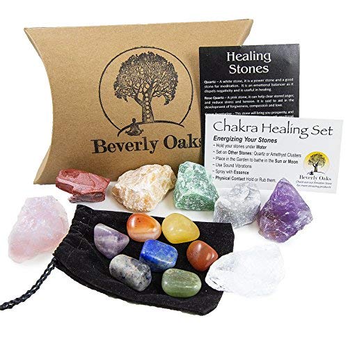 Beverly Oaks Energy Infused Natural Raw Healing Crystals and Tumbled Stones - Chakra Stones for Crystal Healing - The Ultimate Chakra Kit with Huge Variety of Gemstones