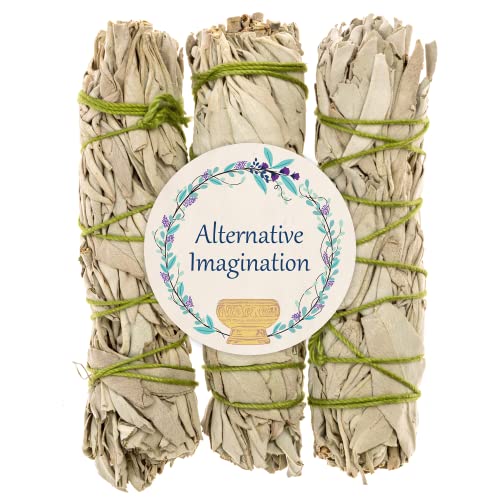 Premium White Sage Smudge Sticks, Sage Bundle, Spiritual Cleansing, Sage Smudge Kit, slow Burning Sage Sticks, Dried Herbs for Meditation Accessories 3 Pk of 4' Bundles - Alternative Imagination