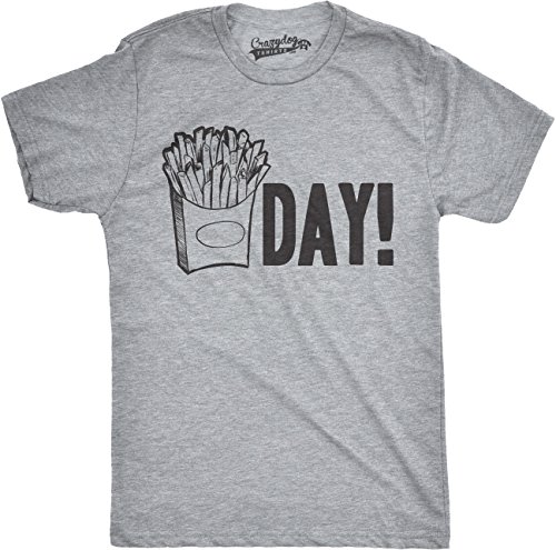 Mens Fry Day Friday T Shirt Funny Fast Food French Fry Weekend TGIF Tee Funny Mens Shirts for Foodies with Adult Humor Light Grey M