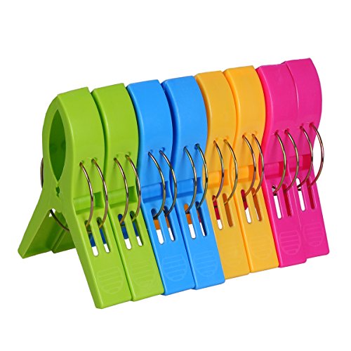 ECROCY Beach Chair Towel Clips on Cruise, 8 Pack Large Clamps,Clothes Pegs,Beach Towel Holder to Keep Your Towel from Blowing Away,Heavy Duty and in Bright Colors