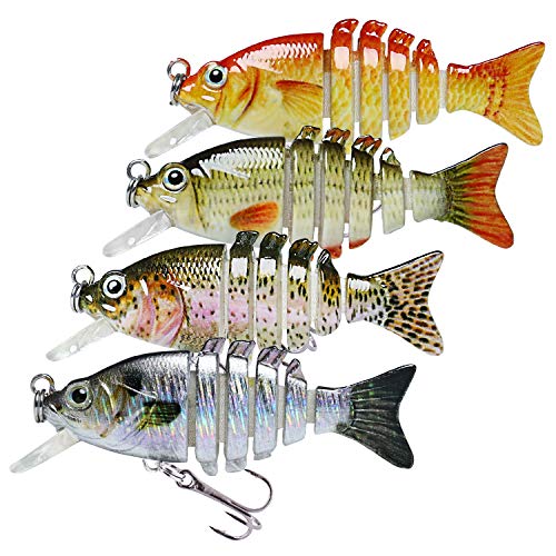 TRUSCEND Fishing Lures for Bass Trout Segmented Multi Jointed Swimbaits Slow Sinking Swimming Lures for Freshwater Saltwater Fishing Lures Kit