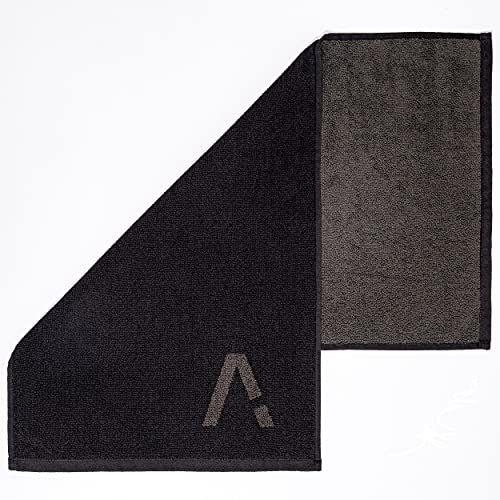 Gym Towel for Sweat - 100% Organic Cotton - (31.5 X 15.75 inch) Soft and Absorbent Workout Towel - Silver Infused Sports Towel - Exercise and Gym Towel for Men and Women (Black)
