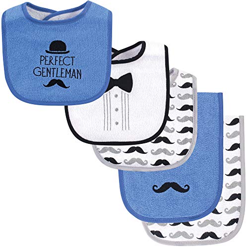 Hudson Baby Unisex Baby Cotton Terry Bib and Burp Cloth Set, Perfect Gentleman, One Size