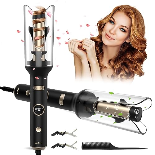 Sejoy Automatic Hair Curler, Professional Anti-Tangle Auto Curling Iron with 5 Temperatures & Timers & LED Display (Black)
