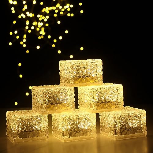 Solar Lights Outdoor Waterproof LED Rock Lights Brick Lights Pavers Lights Landscaping Lights for Garden, Patio, Pathway, Yard Decor 2.8x2.8 Size (Warm White 6Pack)