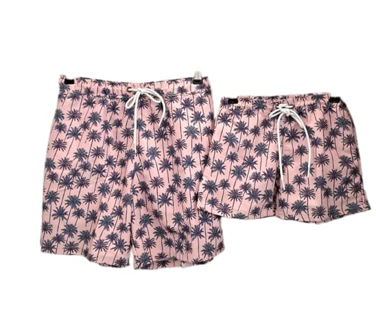 Father Son Matching Outfit inPink-Navy Blue: Father Son Matching Swim Trunks, Father and Son Matching Swimsuit Boy- 7-8-Y
