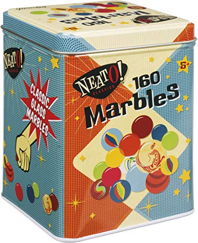 Neato! Classics 160 Marbles In A Tin Box by Toysmith - Retro Nostalgia Glass Shooter, Marble Games Are Timeless Play For Kids - Boys & Girls