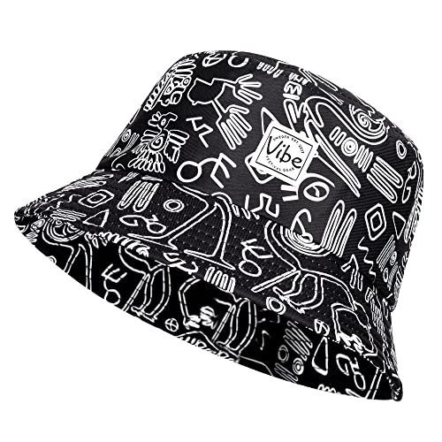 Vibe Festival Gear Bucket Hat Unisex for Men Women Fashion Fishing Hat Cute Fisherman Cap (BW Tribal)