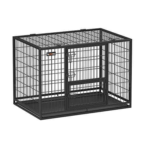Feandrea Heavy-Duty Dog Crate, Metal Dog Kennel and Cage with Removable Tray, XL for Medium and Large Dogs, 42.1 x 27.6 x 29.5 Inches, Black UPPD001B01