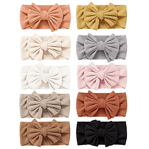 Niceye Pack of 10, Baby Girls Headbands with Bows Handmade Hair Accessories Stretchy Hairbands for Newborn Infant Toddler