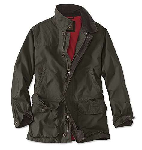 Orvis Heritage Field Coat for Men - Classic Waxed Mens Field Jacket with Pockets, Zip Front, Button-Closed Storm Flap, Olive - X-Large