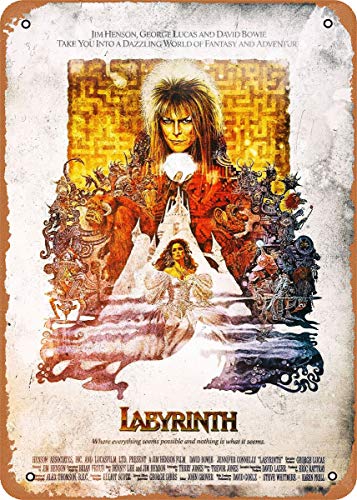Unidwod Labyrinth Movie Poster Retro Vintage Movie Poster 8 x 12 Inches - Vintage Metal Tin Sign for Home Bar Pub Garage Decor Gifts