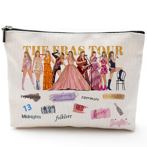 AmazerChos Cosmetic Bag, Portable Storage Bag, Decoration for Tay. Song Album Fan Gift, travel toiletry bag,Zip Bag, TSMerch (TS-Off White)