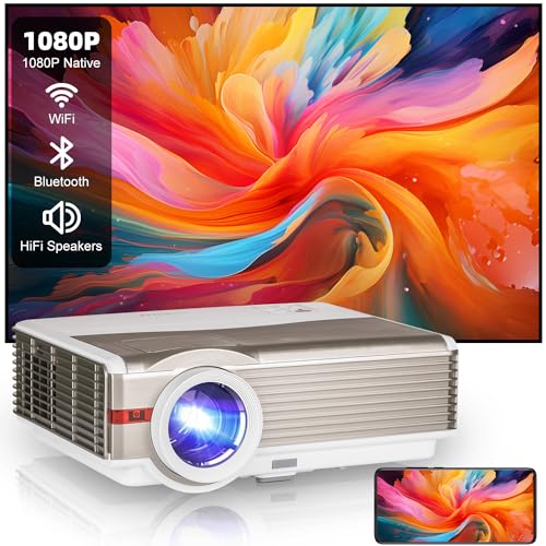 Smart Projector with Android TV Streaming Apps, Full HD LED Gaming Projector with Wifi Bluetooth, 200' Screen Home Theater Wireless Outdoor Projector 9000Lumen HDMI USB TV Stick PC Chromecast