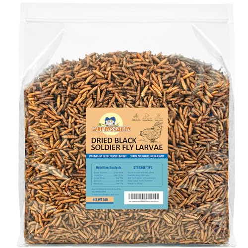 WormsFarm 5lb Black Soldier Fly Larvae Treat for for Chicken More Calcium Than Mealworms,for Laying Hens,Blue Birds (5 Pound)