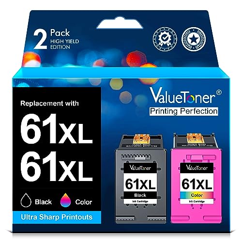 Valuetoner Remanufactured Ink Cartridges Replacement for HP 61XL 61 XL to use with Envy 4500 Deskjet 1000 1056 1510 1512 1010 1055 OfficeJet 4630 Printer (1 Black, 1 Tri-Color, 2-Pack)