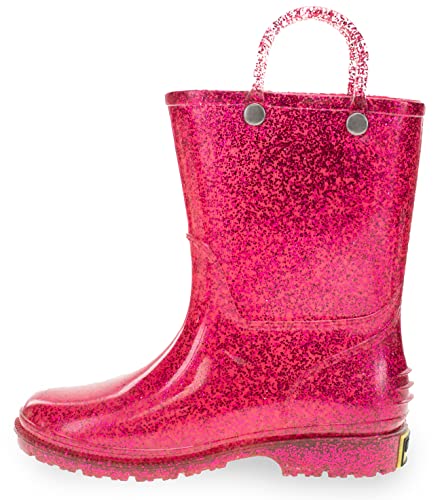 Western Chief Girl's Glitter Waterproof Rain Boot, Pink, 12 Little Kid