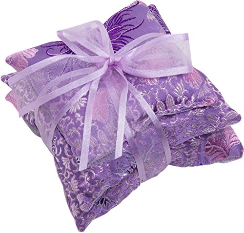 Sonoma Lavender Dried Lavender Square Sachet Trio for Drawers and Closets, Natural Air Freshener for Home, Car, Bag, Room, and Closet, Chrysanthemum Brocade