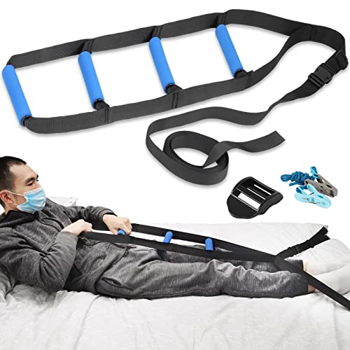 Homymusy Bed Ladder Assist,Pull up Helper and Sit up Helper with 4 Handle Grips (160 INCHES,1 Pack)