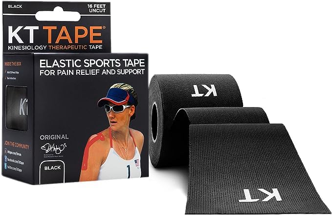 KT Tape, Original Cotton, Elastic Kinesiology Athletic Tape, 16’ Uncut Roll, Black