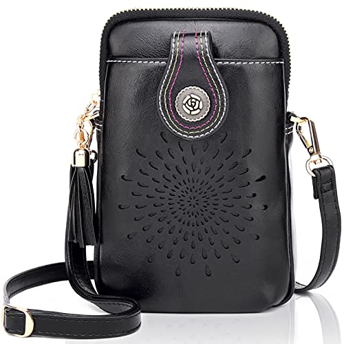 APHISON Mini Cell Phone Purse, PU Leather Small Crossbody Bags for Women, Lightweight Cute Purses with Tassel